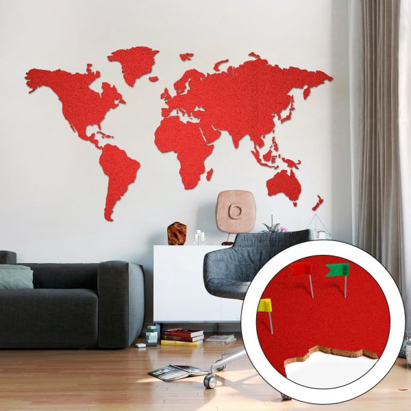 Pinnwand Weltkarte Rot 200cmx105cm