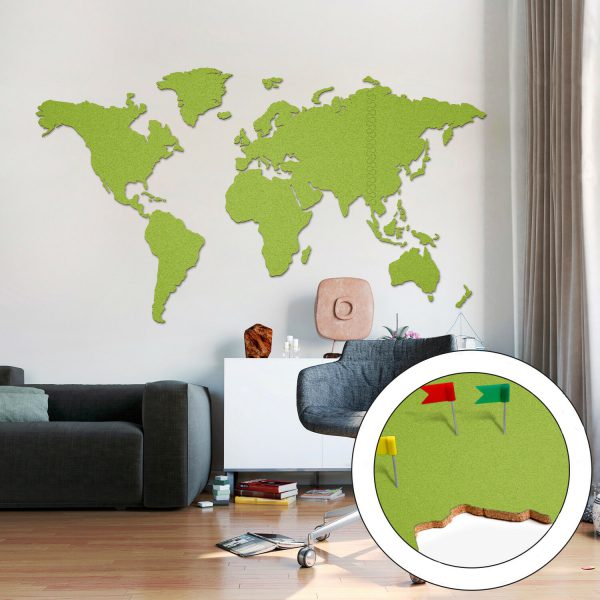 Pinnwand Weltkarte Grün 200cmx105cm